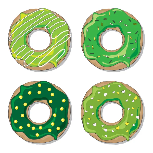 Gelukkige St Patrick Day donuts instellen — Stockvector