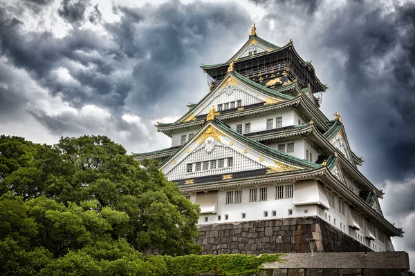 Vihar gyűjt több mint Osaka Castle — Stock Fotó