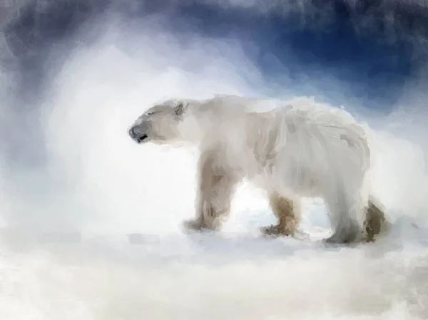 Pintura Digital Oso Polar Adulto Vista Lateral Gran Imagen Para — Foto de Stock