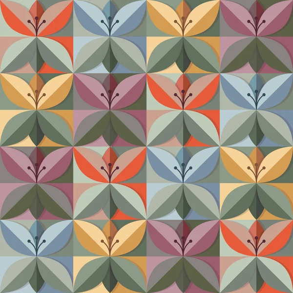 奥里加米花的流行色彩呈无缝图案 2021年 在室内设计的趋势色彩方案上 折叠式几何图形纸盛开 Eps10矢量格式 — 图库矢量图片