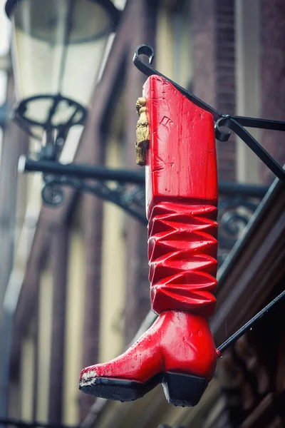 Amsterdam 9Th July 2014 Iconic Wooden Red Boot Roode Laars — Stock Photo, Image