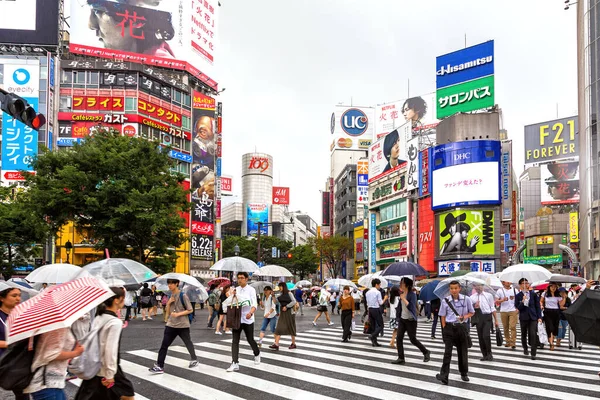 Tokio Japón Junio 2016 Las Concurridas Calles Tokio Día Lluvioso — Foto de Stock