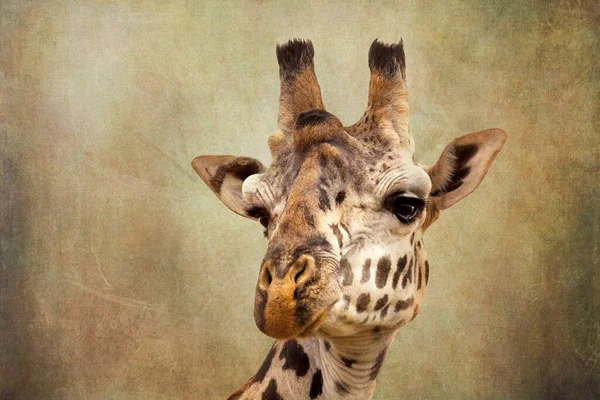 Closeup Head Giraffe Image Has Been Textured Replicate Old Print — Stock Photo, Image