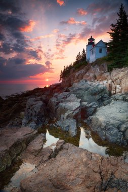 Sunset at Bass Harbor Lighthouse clipart