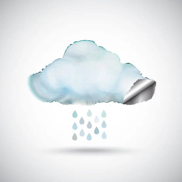 Akvarell eső felhő — Stock Vector