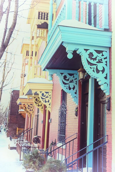 Winter balconies, Montreal, Instagram style — Stock Photo, Image