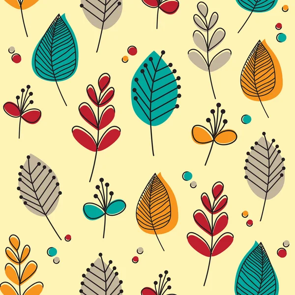 Pattern of flowers and leaves — Stock Vector