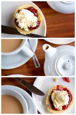 tea of scones with clotted cream and jam clipart
