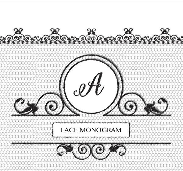 Letter A black lace monogram — Stock Vector