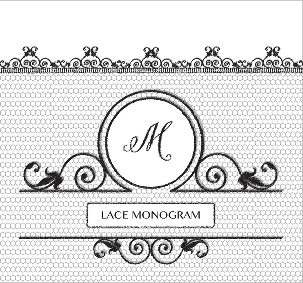 Lettre M monogramme en dentelle noire — Image vectorielle