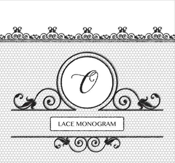 Lettre O monogramme en dentelle noire — Image vectorielle