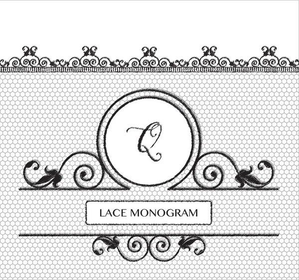Letter Q black lace monogram — Stock Vector