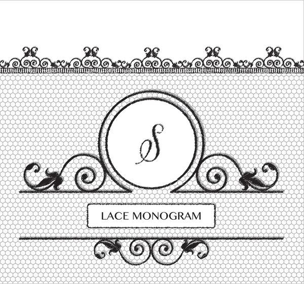 Monogramme dentelle noire lettre S — Image vectorielle