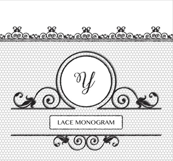 Lettre Y monogramme en dentelle noire — Image vectorielle