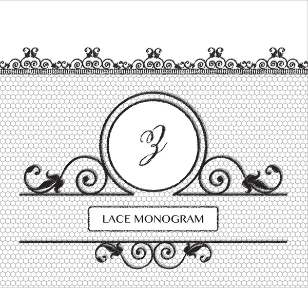 Letter Z black lace monogram — Stock Vector