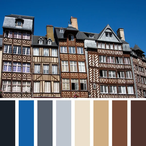 Half-timbered buildings of historic Rennes — Stock Photo, Image