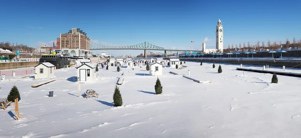 Panorama of frozen St Lawrence river — Stock Photo, Image