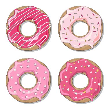 Four ring Valentine donuts clipart