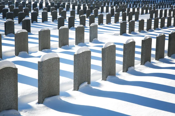 Unmarked graves in snow — Stock Photo, Image