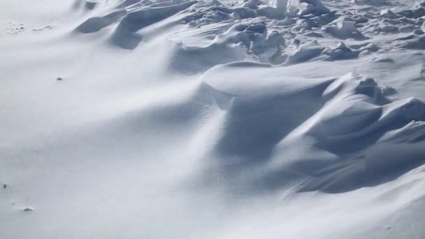 Pequeños cristales de nieve a la deriva en el viento — Vídeos de Stock