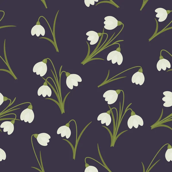 Snowdrops seamless vector pattern — Stock Vector