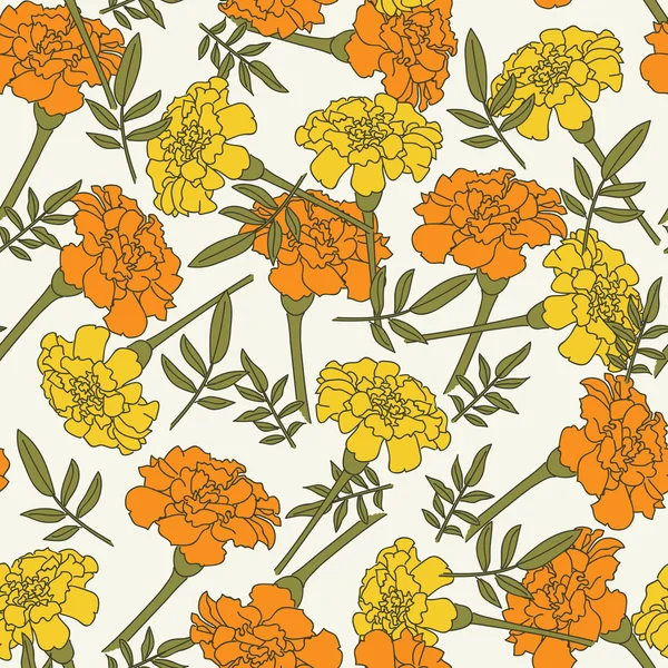 Marigolds seamless modeli — Stok Vektör