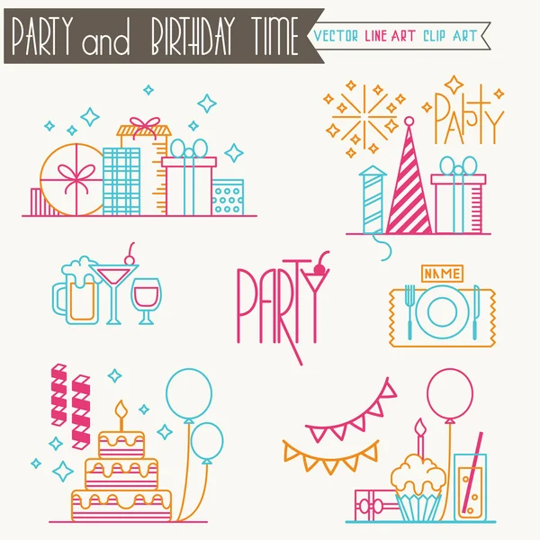 Піктограми мистецтва вечірки/ дня народження — стоковий вектор