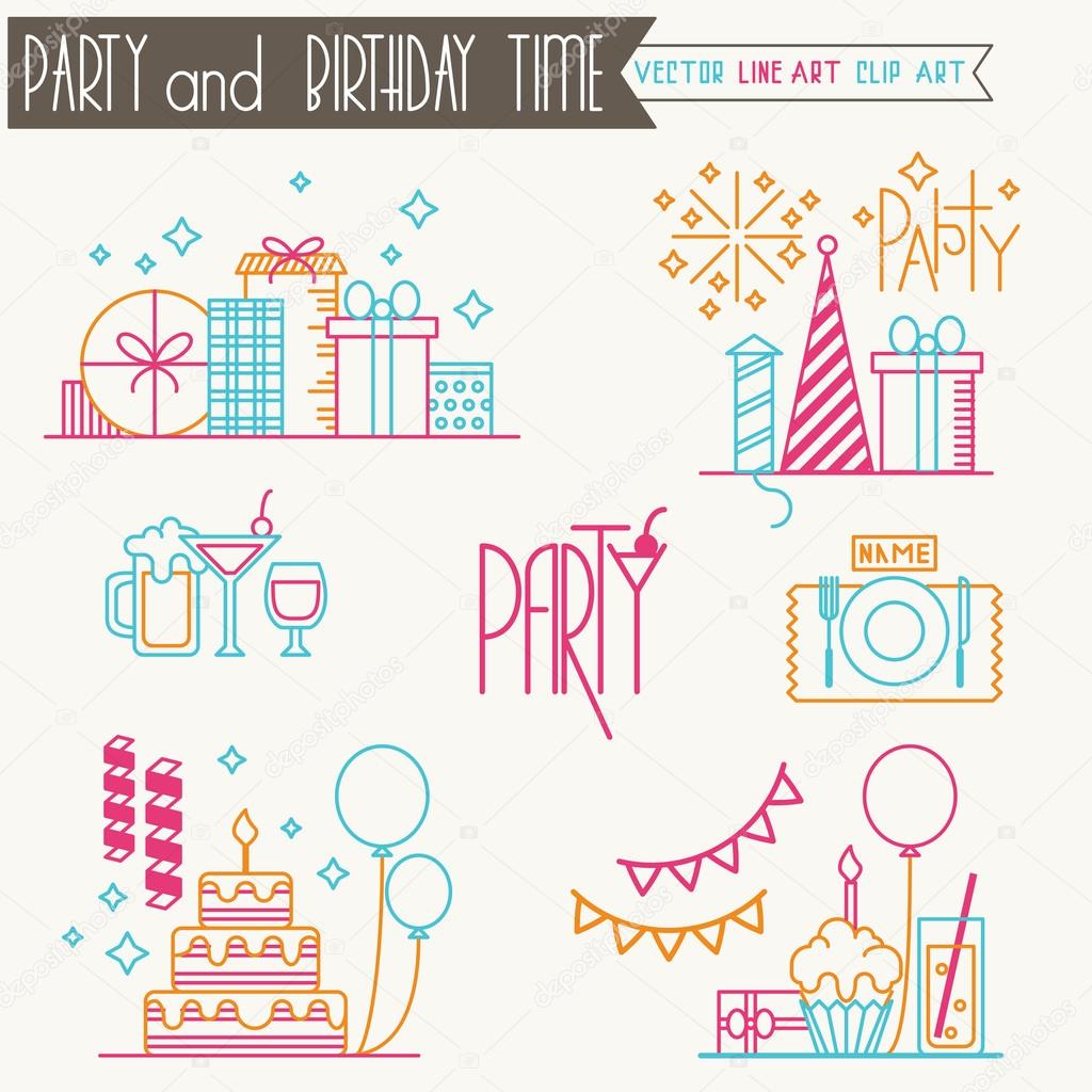 Party/birthday line art icons Stock Vector by ©Natalie-art 110667332