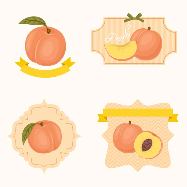 桃的标签和标签 — 图库矢量图片