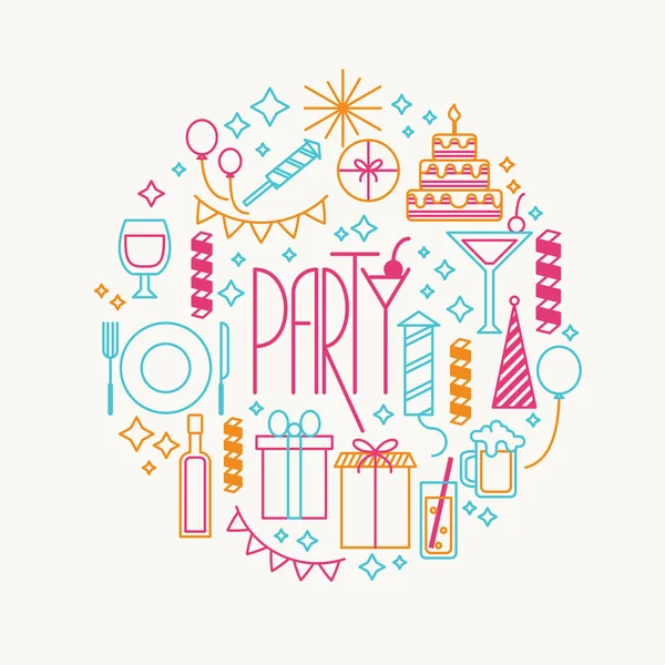 Iconos de fiesta y celebraciones — Vector de stock