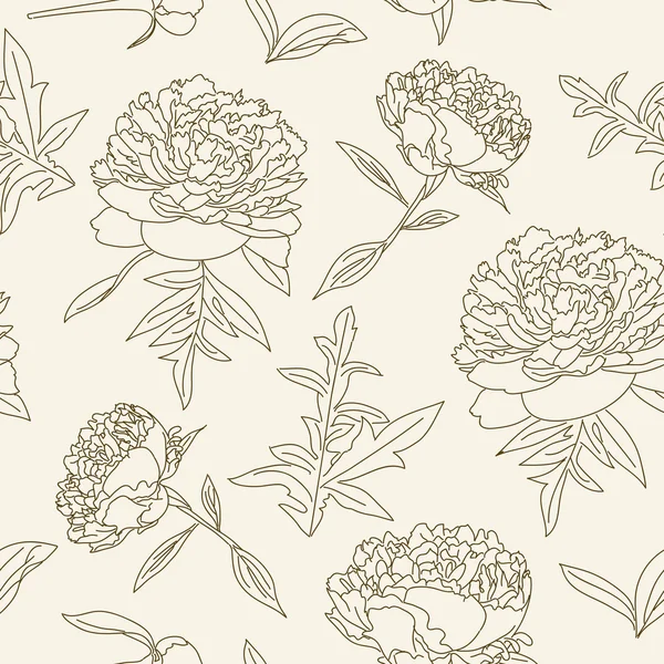 Peonies seamless pattern — Stock Vector