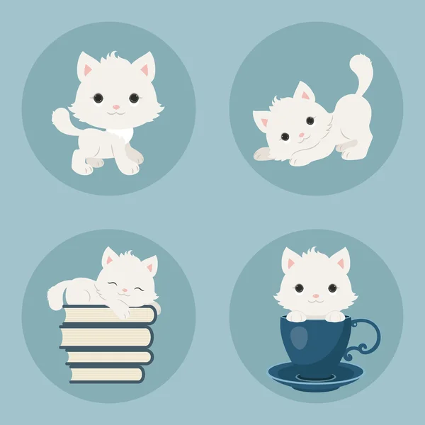 Yavru kedi Icons set — Stok Vektör