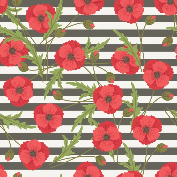 Poppy flowers seamless pattern — Stock Vector