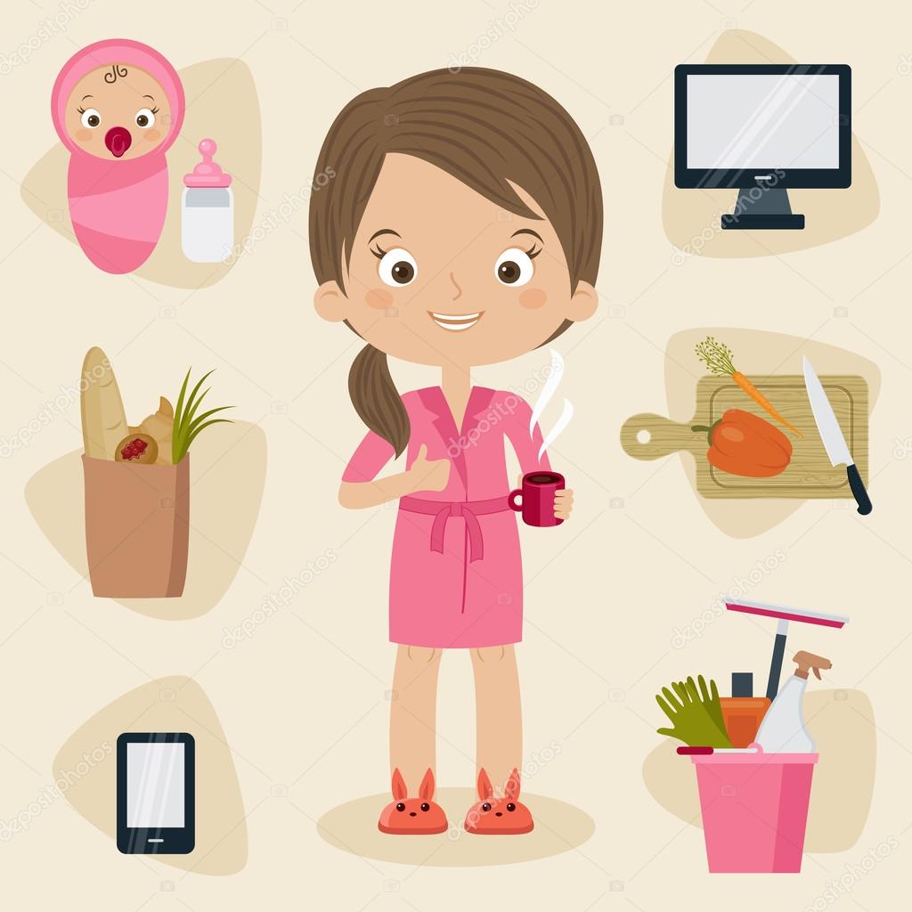 Busy mom concept. — Stock Vector © Natalieart 114669562