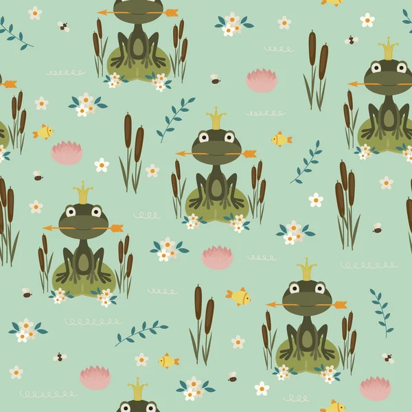 Frog seamless pattern — Stock Vector