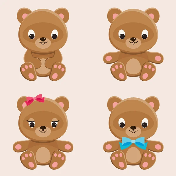 Quatre ours en peluche différents — Image vectorielle