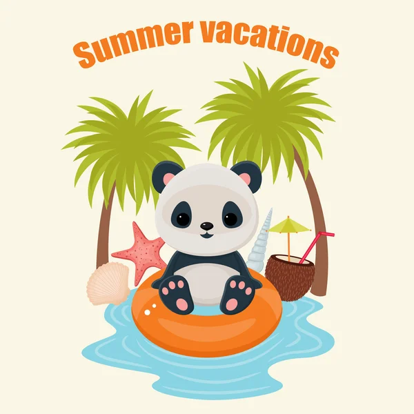 Панда на летних каникулах — стоковый вектор