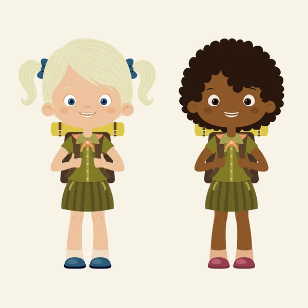 Filles scouts heureux — Image vectorielle