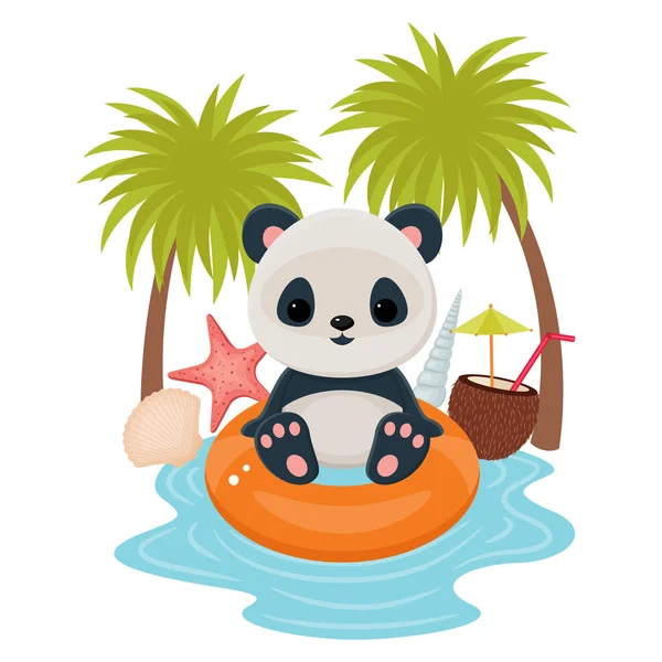 Vacanze estive di Panda — Vettoriale Stock