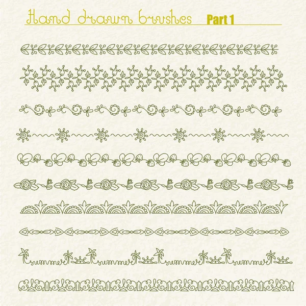 Separadores e fronteiras desenhados à mão — Vetor de Stock
