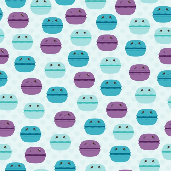 Macarons Kawaii motif sans couture — Image vectorielle