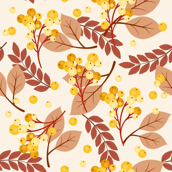Ősz levelek és bogyók zökkenőmentes minta — Stock Vector