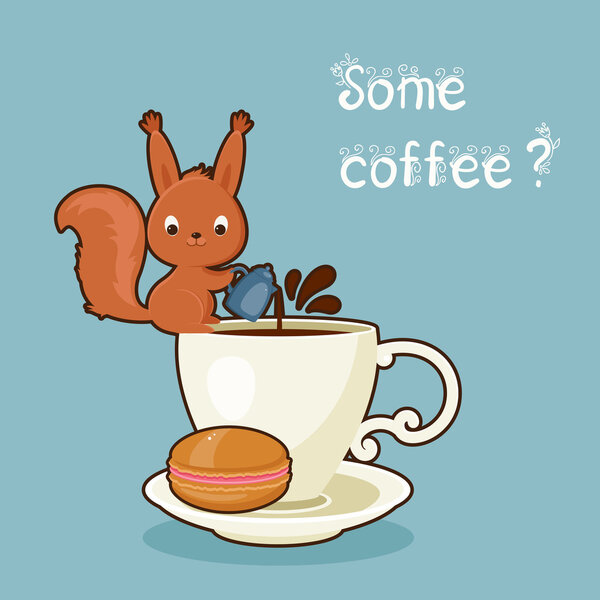 Squirrel making coffee