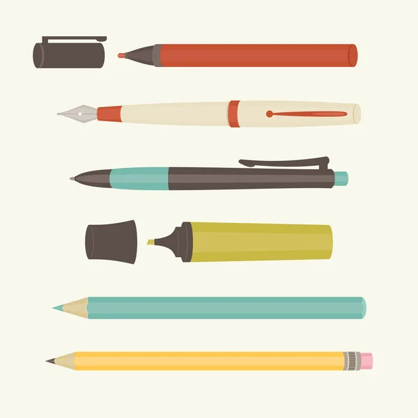 Collection of writing tools — Stock Vector