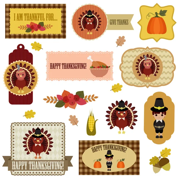 Thanksgiving clip art instellen. EPS-10 — Stockvector