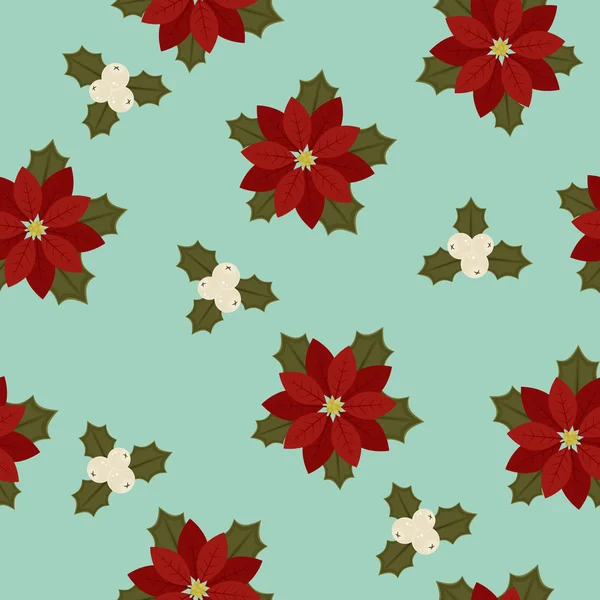 Poinsettia seamless wallpaper — Stock Vector