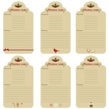 Altı Noel şenlikli tarif kartları