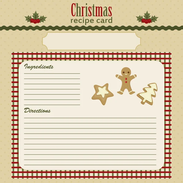 Christmas baking festive recipe card — Stock Vector