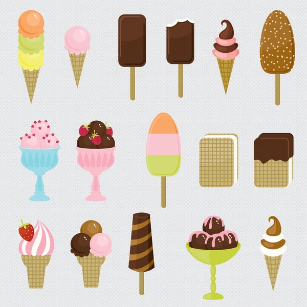 Grande collection d'icônes vectorielles de crème glacée — Image vectorielle