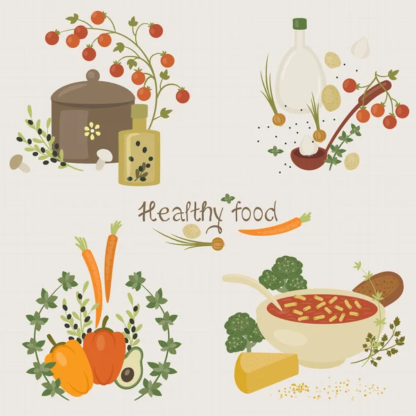 Illustration d'aliments sains — Image vectorielle